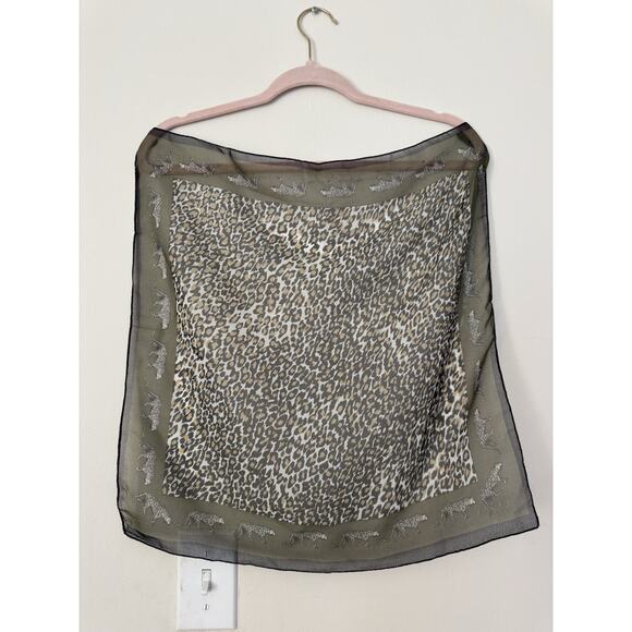 Vintage Cheetah Print Silk Scarf 18x18 - Picture 1 of 2